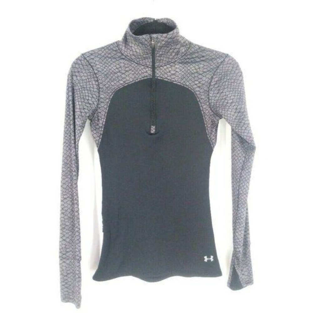 Under Armour Qualifier Fitted 1/4‎ Zip Top Womens XS Black Gray Athletic Active